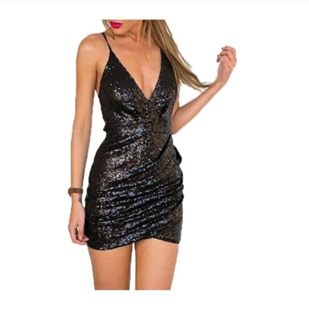 NWOT Black sequins dress